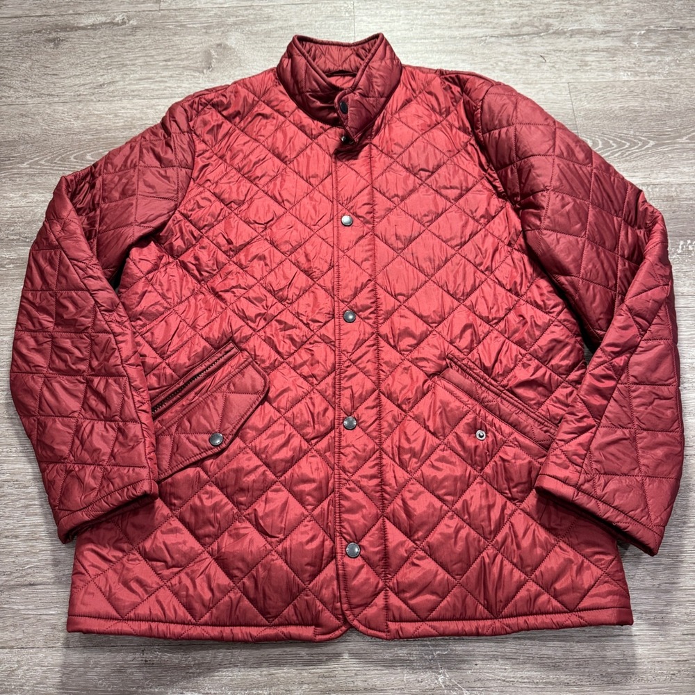 Barbour Cavalry Quilted Jacket Mens L Burgundy Puffer Equestrian Coat Old Money